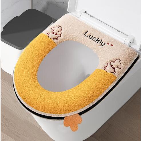 日用品雑貨 トイレ用品 カバー シート 便座カバー 可愛い 花柄 アボカド イチゴ サボテン ニンジン ハート 英語 マジックテープ 取り外し簡単 ふわふわ もこもこ キッズ ファミリー グリーン ブ