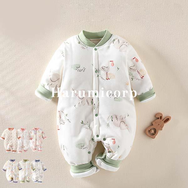 ロンパース 長袖 秋冬 ベビー服 女の子 男の子 カバーオール キッズ 綿 防寒 暖かい 子供服 アウター 厚手 新生児 赤ちゃん おしゃれ 可愛い 66 73 80 90cm 子ども服 ルームウェア