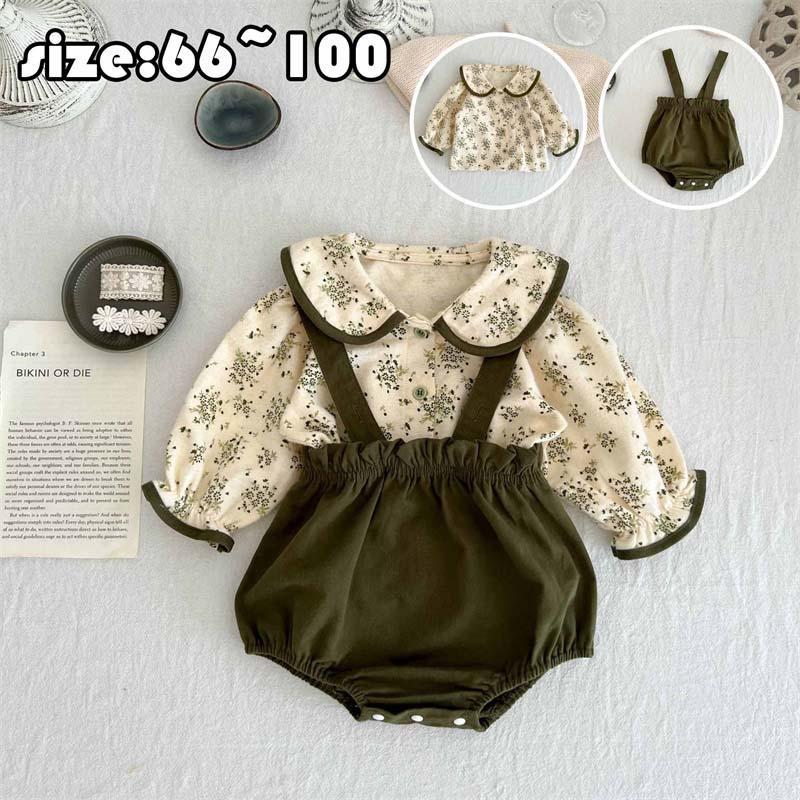 セットアップ キッズ ベビー服 女の子 男の子 トップス シャツ 長袖 綿 花柄 ショートパンツ ロンパース 子供服 春秋 新生児 赤ちゃん おしゃれ 可愛い 誕生日 出産お祝い プレゼント 初節句 