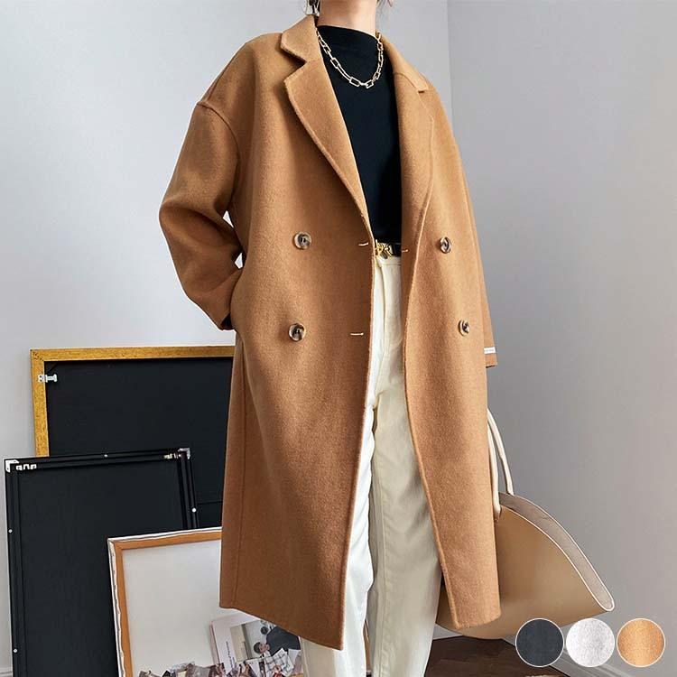 【商品番号】3872韓国デザインのシンプルなロングコート。すっきりと上品で高級感があるチェスターコート。ゆったりとしたコクーンシルエットのフィット感。柔らかな丸みを帯びたドロップショルダーデザインでエ