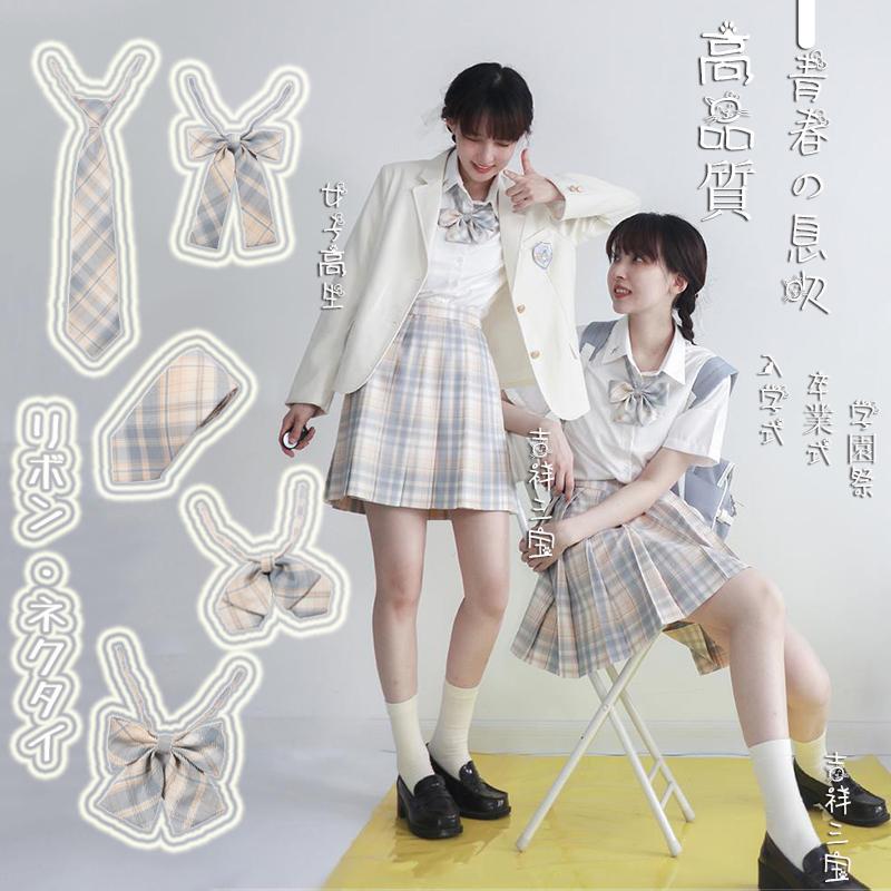 新発売スクール蝶結びチェック柄 ネクタイ学生制服 女子制服 中学 可愛いリボン アジャスター付き 楽々 ワンタッチ装着 女子 入学 卒業式 アクセサリー注：同型のチェック プリーツスカートは品番：xs