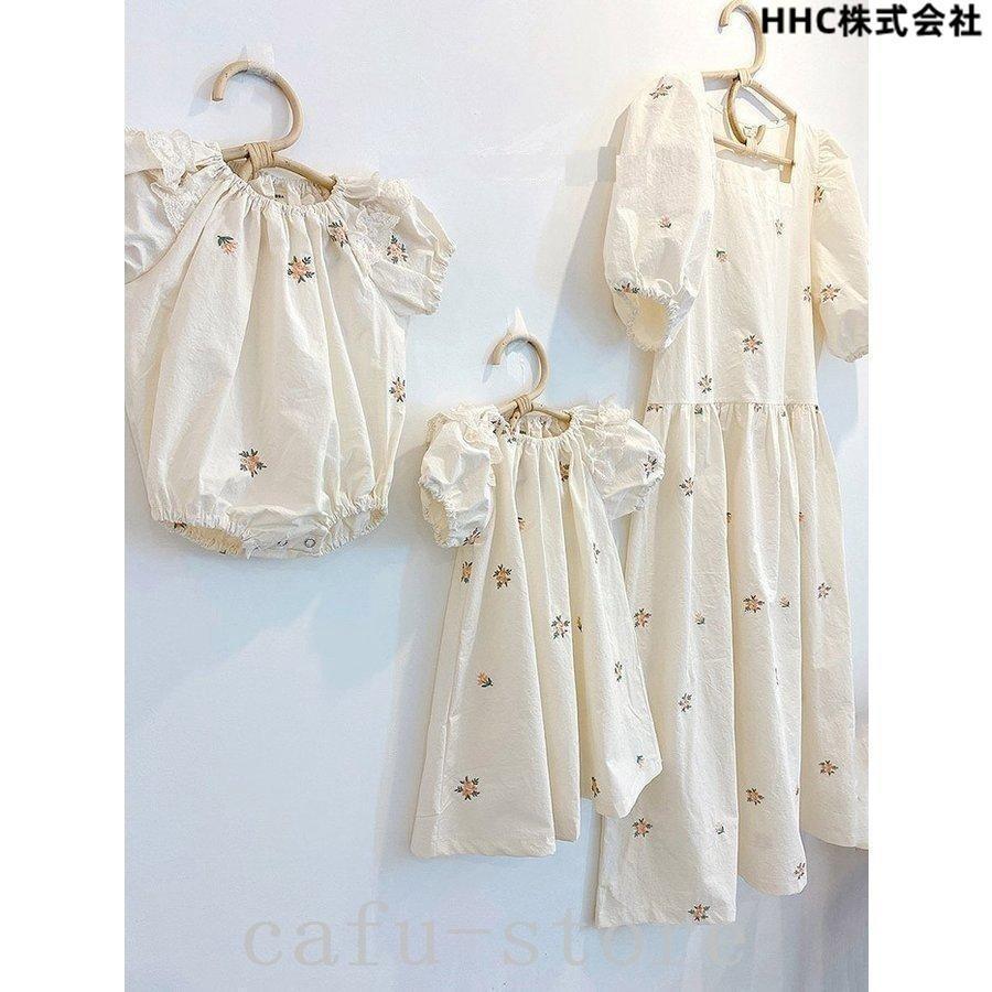 &starf; 親子コーデ ベビー服 キッズ服 姉妹コーデ 姉妹リンク ペアルック ロンパース ワンピース ドレス ペアルック 姉妹 コーデ お揃い おそろい コーデセット 女の子 子供服 半